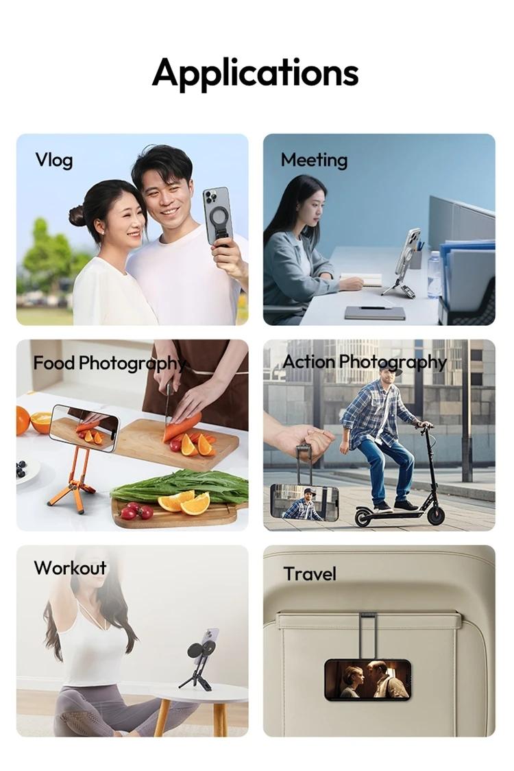 Ulanzi MA38 Mobile Phone Photography Stand Selfie Stick Double Magnetic Overhead Tripod for Samsung Xiaomi Huawei iPhone Vivo
