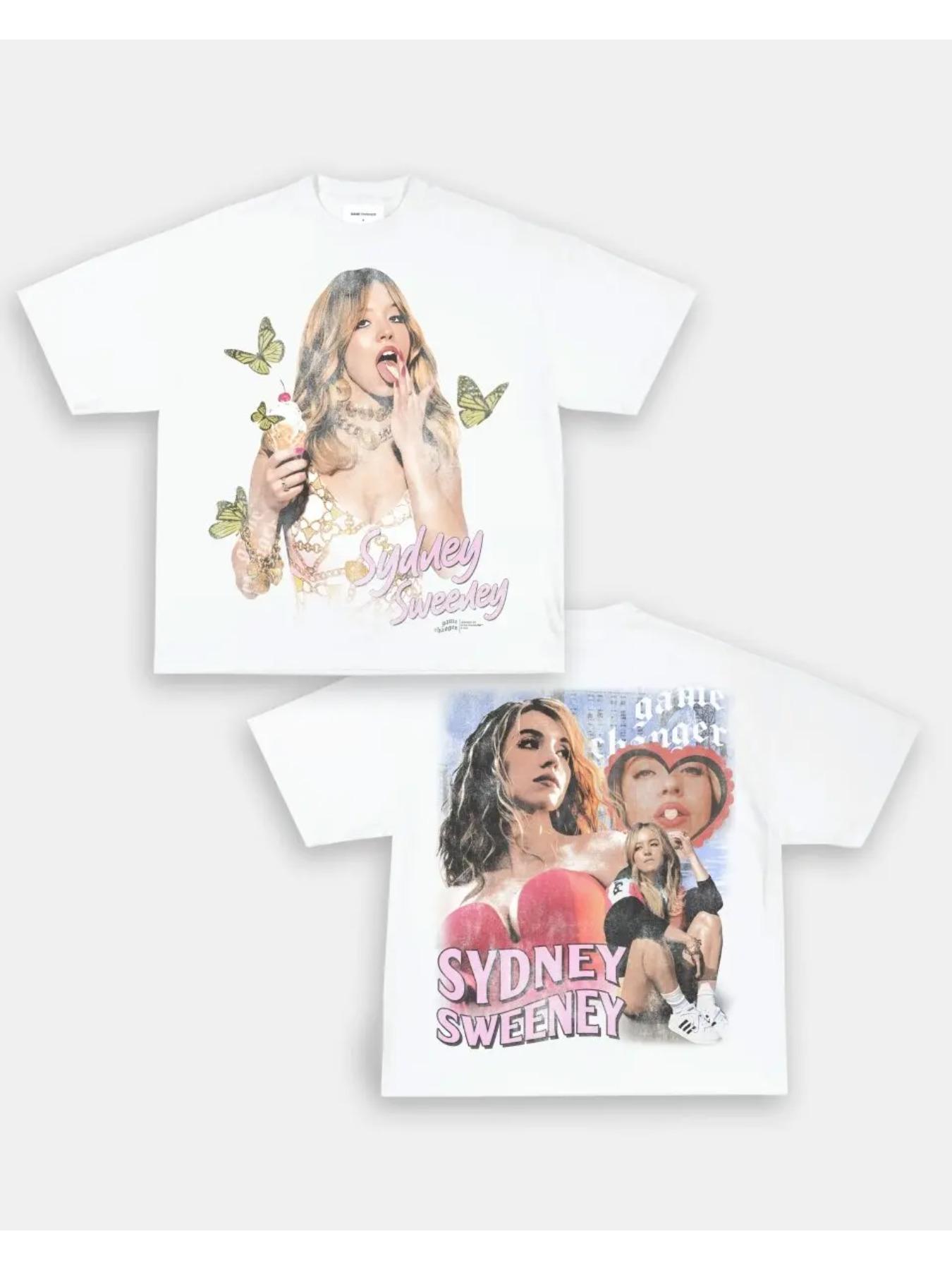 SYDNEY SWEENEY Print T-Shirts Men Women Y2k Street Hip Hop Short Sleeve Harajuku Male Female High Quality Clothing Tee