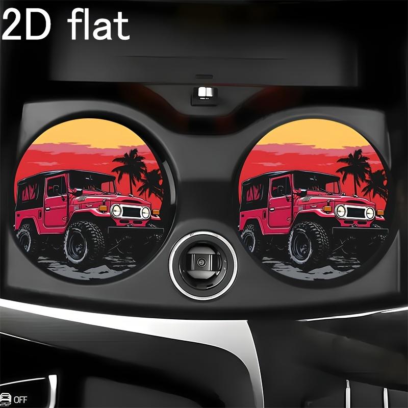 2pcs Jeep Car Cup Holder Coasters Compatible for JEEP Vehicles, Non-Slip Drink Holders Suitable for Coffee, Tea, Wine, for Parties, Holiday Gifts, Car for SUVs and for Use, 2D Flat