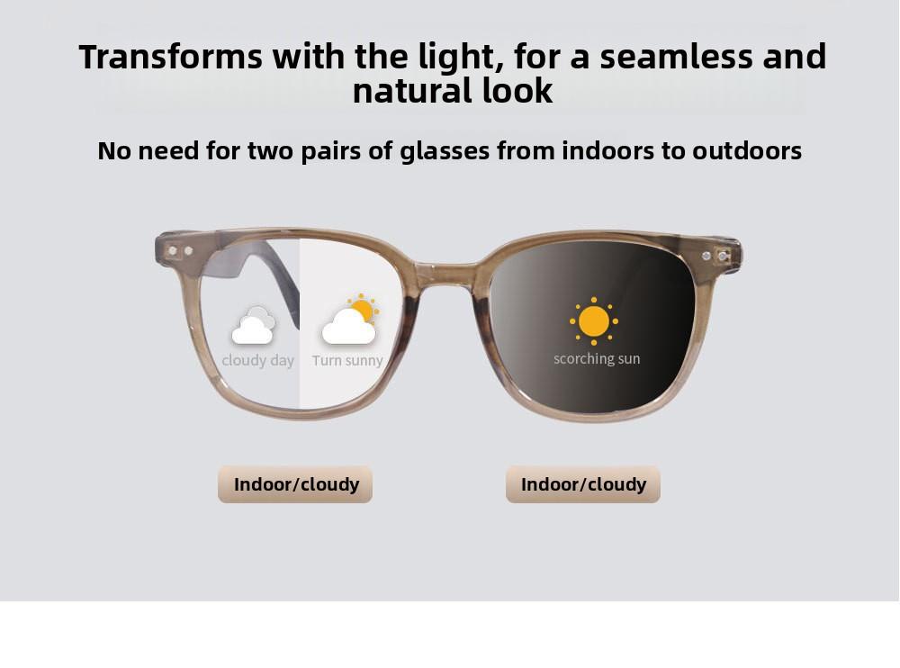 Smart glasses with photochromic lenses and Bluetooth support for listening to music and making calls