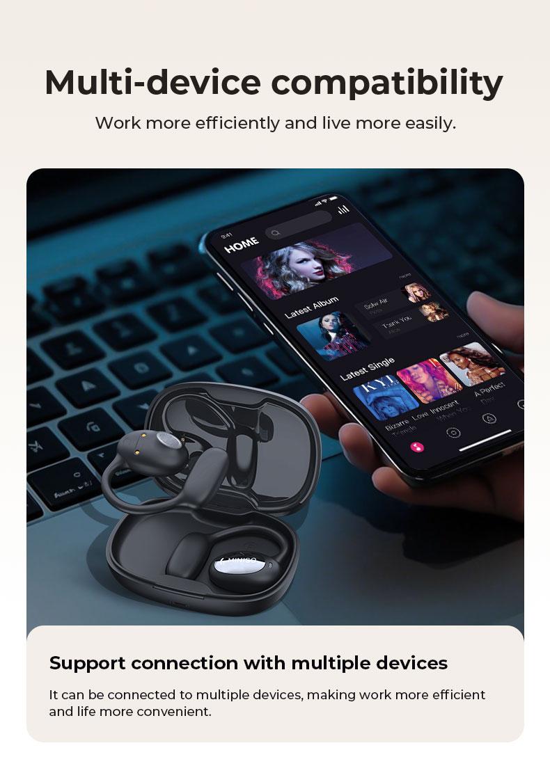 MINISO 181  OWS open Bluetooth 6.0 sports earphones HIFI sound quality sports earphones IPX5 waterproof with microphone