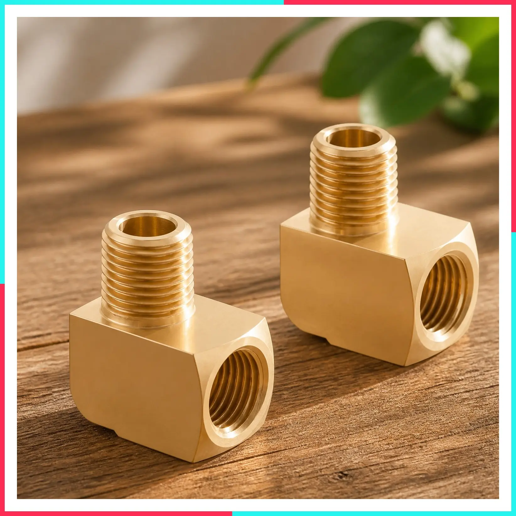 2PCS 1/4" NPT Male x Female 90° Street Elbow, Barstock Brass Pipe Fitting