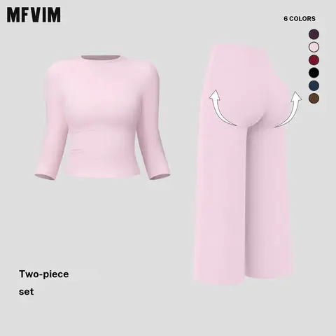 MFVIM Women’s 2-Piece Yoga Fitness Set - High Waist, Fitted, Figure-Flattering Butt-Lifting Activewear Ideal for Yoga, Casual Outdoor Running, Travel, Camping (Matching 2 Piece Sets for Women), Women 2 Piece Sets