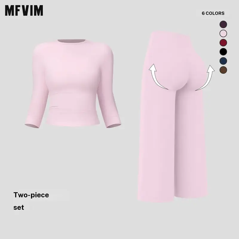 MFVIM Women’s 2-Piece Yoga Fitness Set - High Waist, Fitted, Figure-Flattering Butt-Lifting Activewear Ideal for Yoga, Casual Outdoor Running, Travel, Camping (Matching 2 Piece Sets for Women), Women 2 Piece Sets