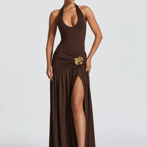 Women's Summer Halter Sleeveless Backless Bodycon Dress for Parties, Clubs, Beach and Vacation