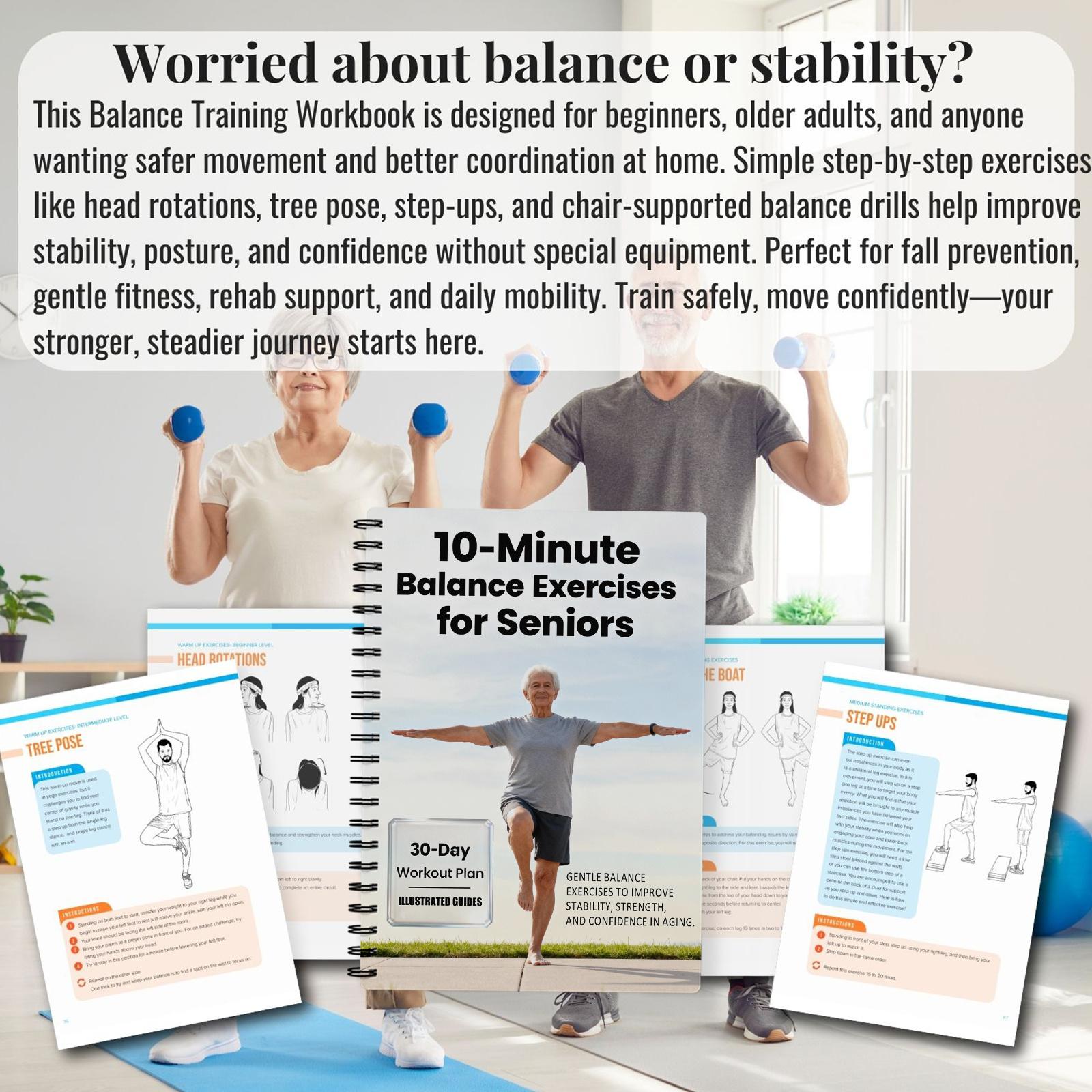 Gentle 6-minute daily exercise to boost home stability, mobility and self-confidence for the elderly | the elderly and beginner's anti-fall guide Guided Journal Workbook Journal