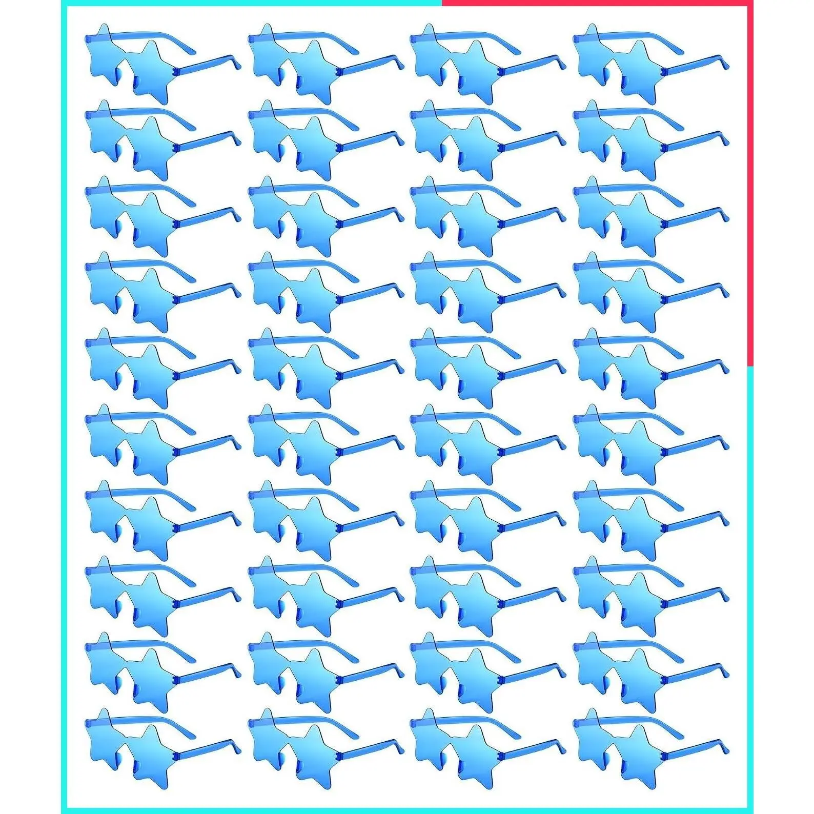 15 Pairs Blue Rimless Star Sunglasses Bulk - Fun Star Shape Glasses for Kids, Adults, Bachelorette Party Favors