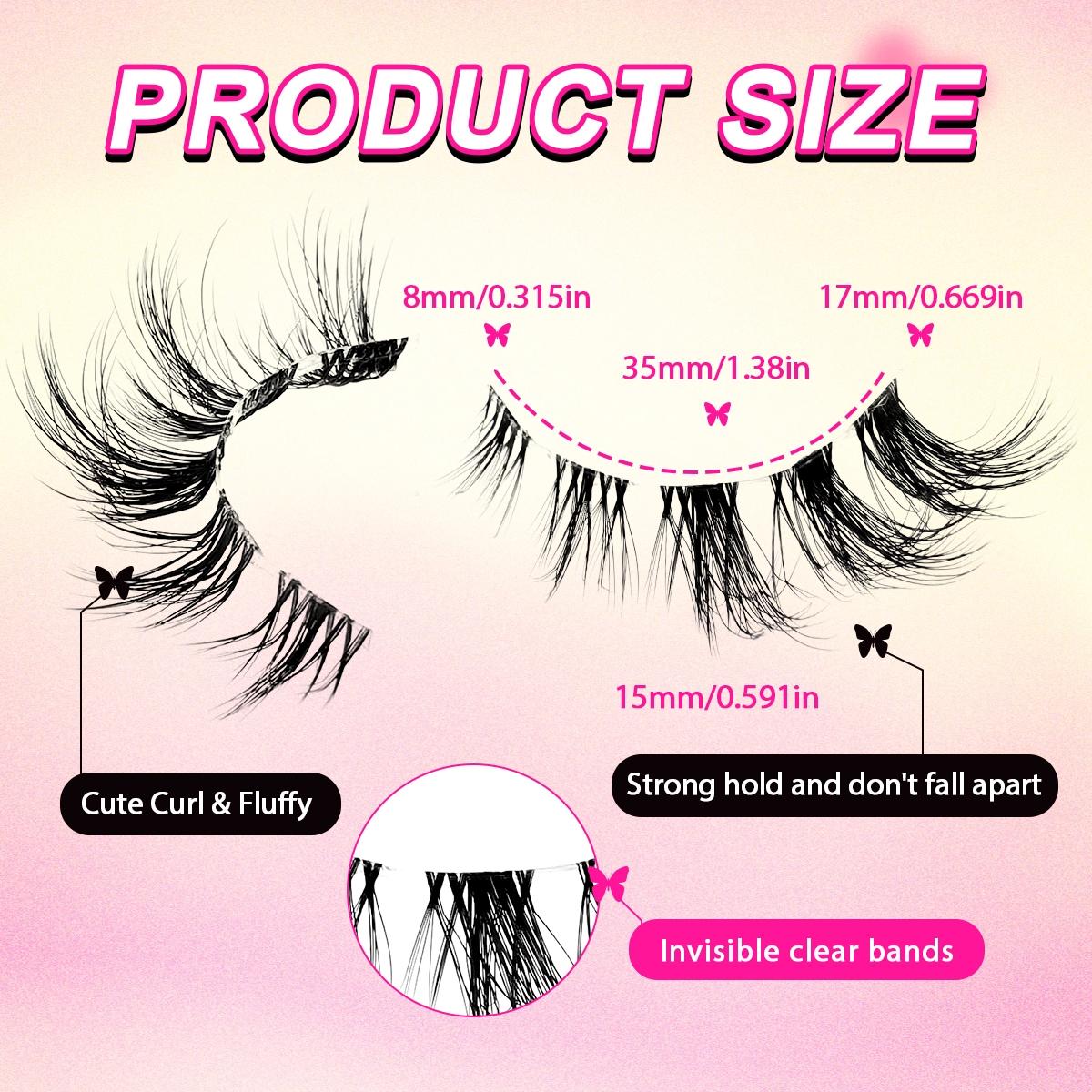 7 Pairs Transparent Stem, Long Tail Fluffy Curly Comfortable Cosplay Cat Eye Lashes, Dense and Versatile Makeup Accessories, Longer Looking Eyelashes