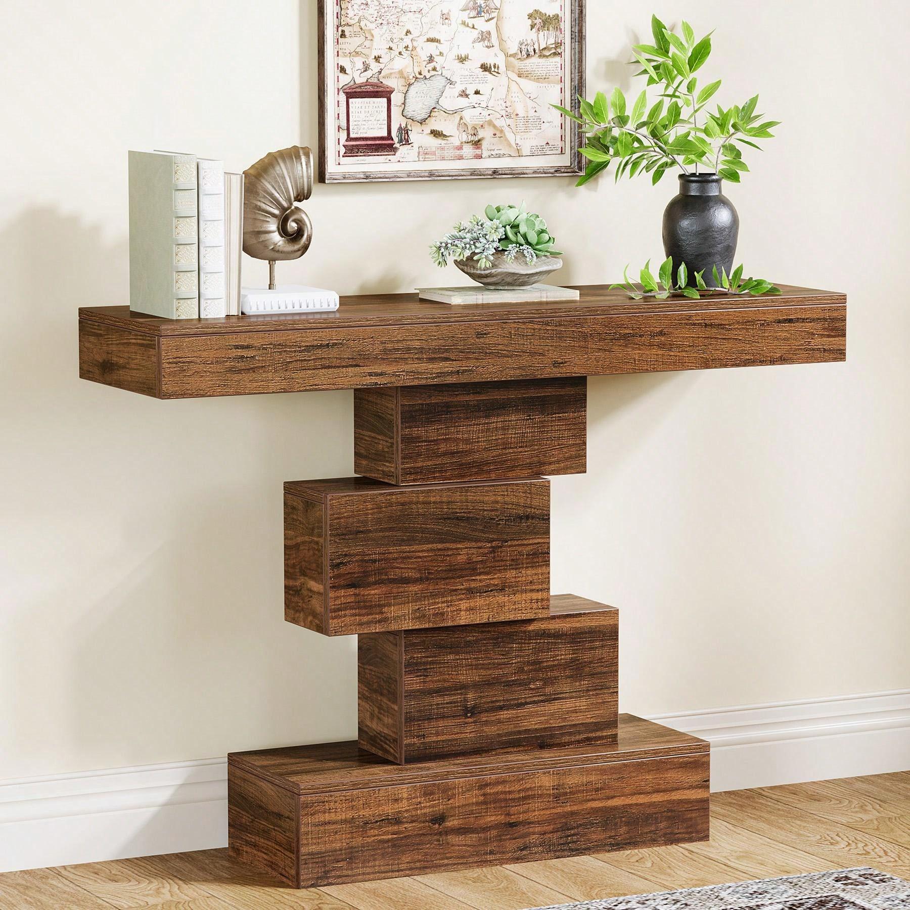 42.5-Inch Modern Console Table, Narrow Wood Entryway Table Accent Table For Living Room, Hallway, Entrance