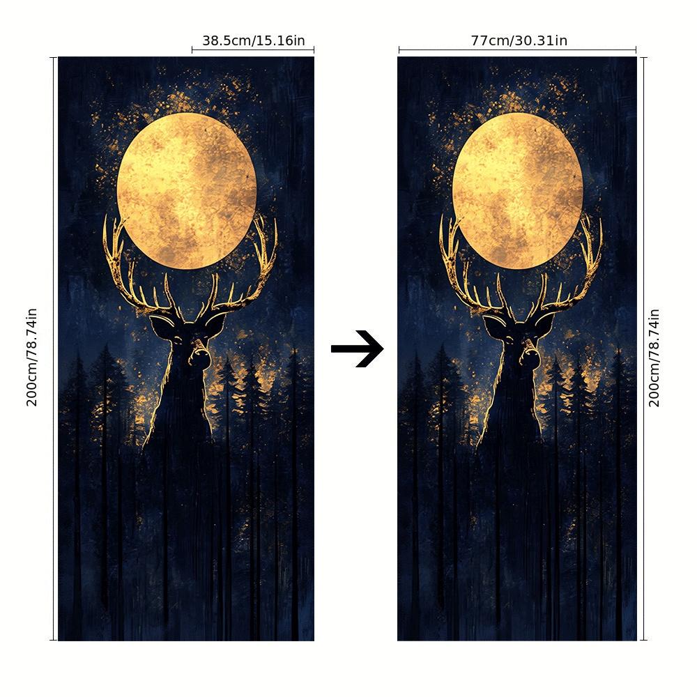 2pcs   Vintage Moonlight Deer Head Wall Sticker Nordic Style Removable Self Adhesive Waterproof Vinyl Decal for Living Room Bedroom Home Decor Art Mural Animal Pattern Wall Decoration Modern Minimalis