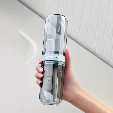 Portable Travel-sized Mouthwash Cup, 1 Count Transparent Toothbrush Storage Box, Travel Essential, Bathroom Mouthwash Bottle, Home Organizer, Toothbrush Protector, Tooth Brush Holder For Travel