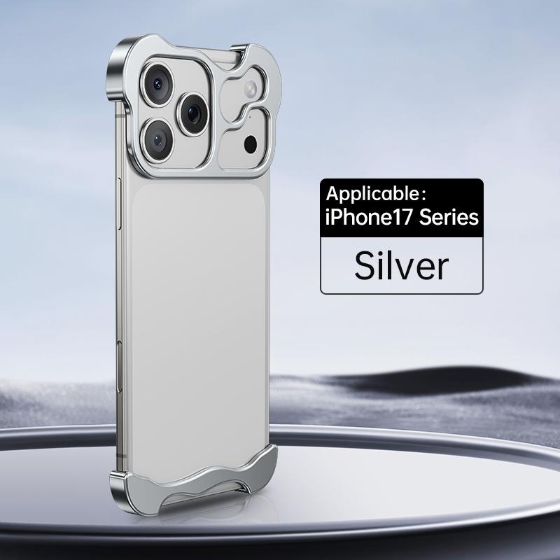 Minimalist Phone Case for iPhone 17 Series, Aluminum Alloy Frameless Design, Ultimate Protection with Lens Film Included