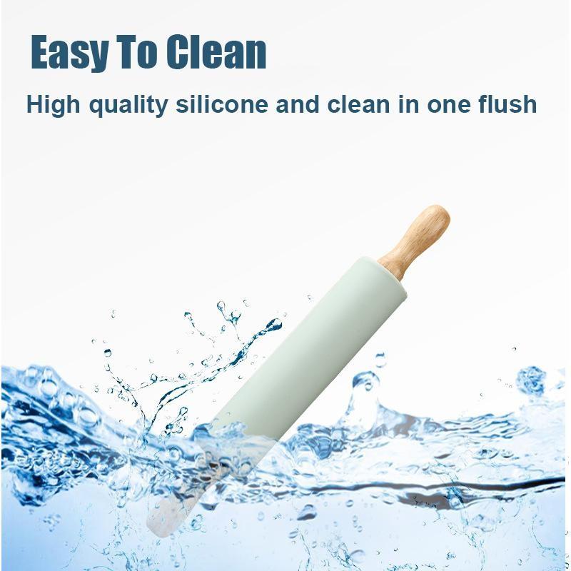 Silicone Rolling Pin & Baking Measuring Mat, 2 Counts Including 1 Non-stick Pastry Mat and 1 Dough Roller, Baking Tool