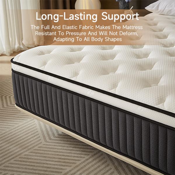 ZYLUMI Hybrid Mattress - USA-Certified, Cool & Breathable, Motion Isolation, CertiPUR-US & Oeko TEX, Odorless Memory Foam, Orthopedic Support, Zero Motion Transfer, 10-Year Warranty