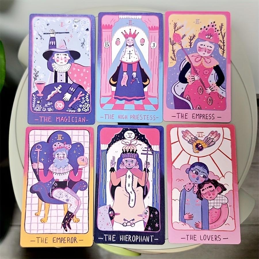 Pastel Soft Fantasy Prism Magic Tarot Deck, 78 Cards, and Sky Blue, Portable Fortune Telling Game, Ideal Gift for Holidays, Halloween, Thanksgiving, Beginner-Friendly