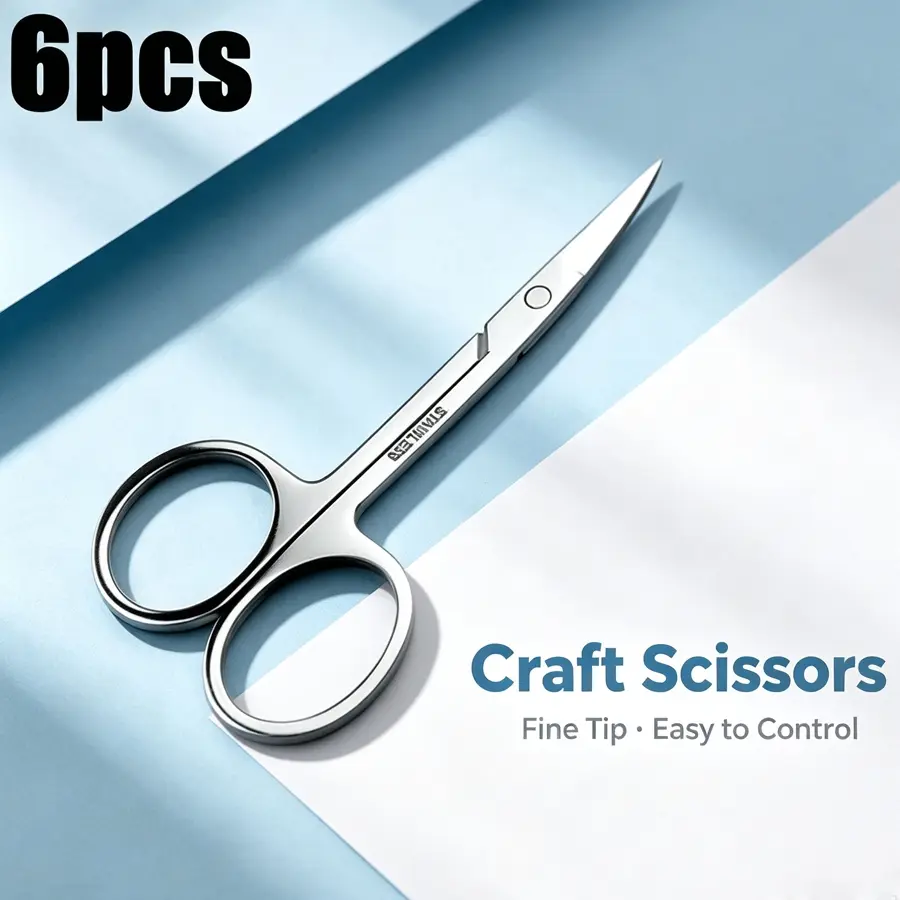 6Pcs Small Beauty Scissors, Stainless Steel Precision Grooming Scissors, Portable Mini Facial Hair Trimming Scissors for Eyebrow, Nose Hair, Eyelash & Cuticle Care, Trimming Set