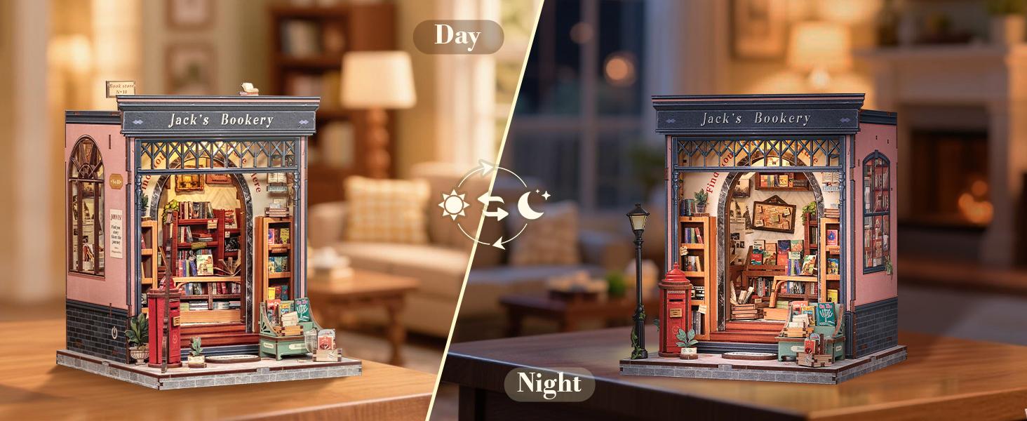 CUTEBEE Jack's Bookery Miniature DIY 3D Book Nook Kit Black Friday Gift Wooden Bookcase with LED Lights Handmade Creative Toy for Teens Adults Holiday Christmas Gift Dust Proof Home Decor CUTEBEE Jack's Bookery Miniature DIY 3D Book Nook Kit Black Friday Gift Wooden Bookcase with LED Lights Handmade Creative Toy for Teens Adults Holiday Christmas Gift Dust Proof Home Decor