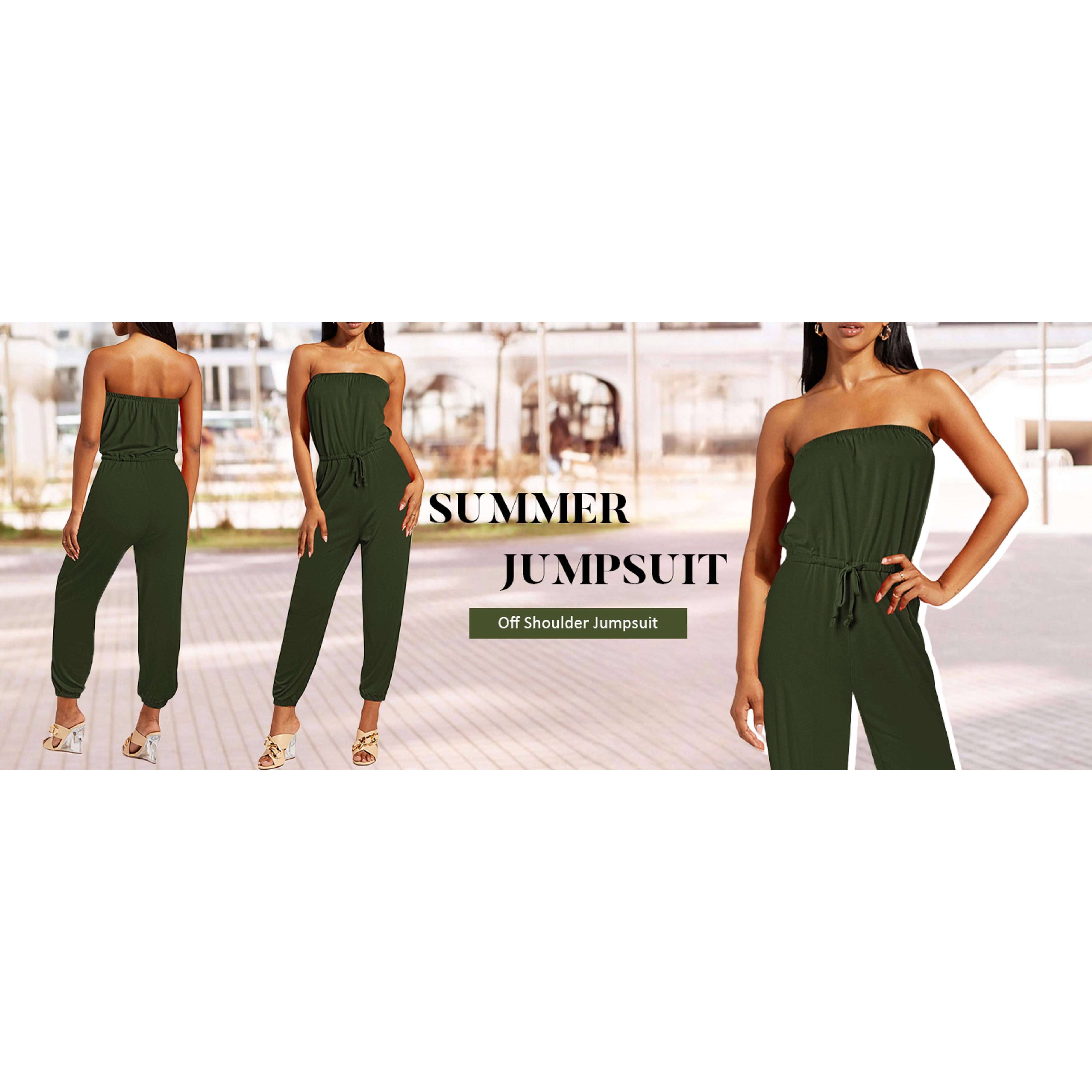 Women Tube Top Romper Strapless Bandeau Cold Shoulder Jumpsuit OutfitsGift