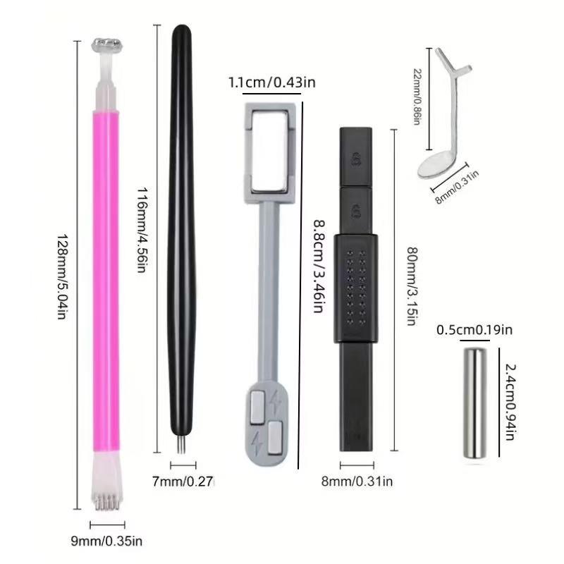 7-Piece Nail Polish & Gel Magnet Set, Nail Art Kit, Complete Salon Kit for Cat Eye French Manicure, Professional Nail Tools for Home Use