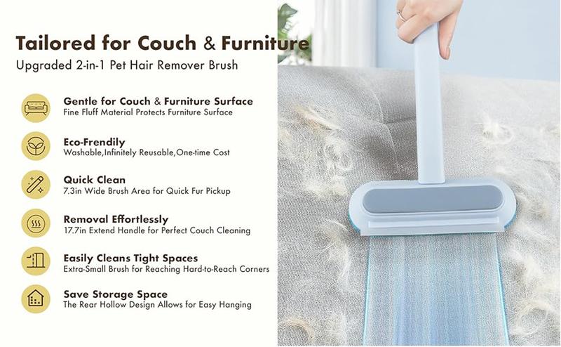 【BUY 1 GET 1 FREE】Pet Hair Removal Tool,Cat/Dog Hair Remover with Extra long Handle,Cat Lint Squeegee for Furniture,Carpet,Clothes, Bedding,Car,Window