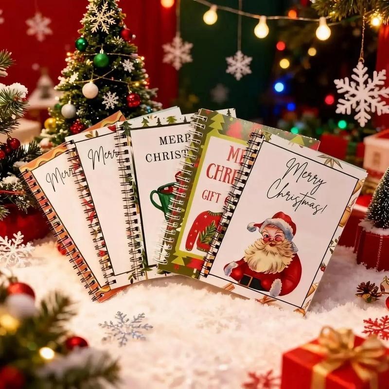 1pc DIY Spiral-Bound Christmas Holiday Gift Card Album with Surprise Pages, Card Keeper, Christmas-Themed Gift Planner Notebook