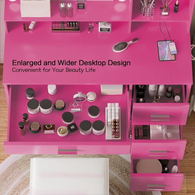 FURMAX Vanity Desk with Lights and Mirror Makeup Vanity Table Set with Drawer and Power Outlet FURMAX Vanity Desk with Lights and Mirror Makeup Vanity Table Set with Drawer and Power Outlet