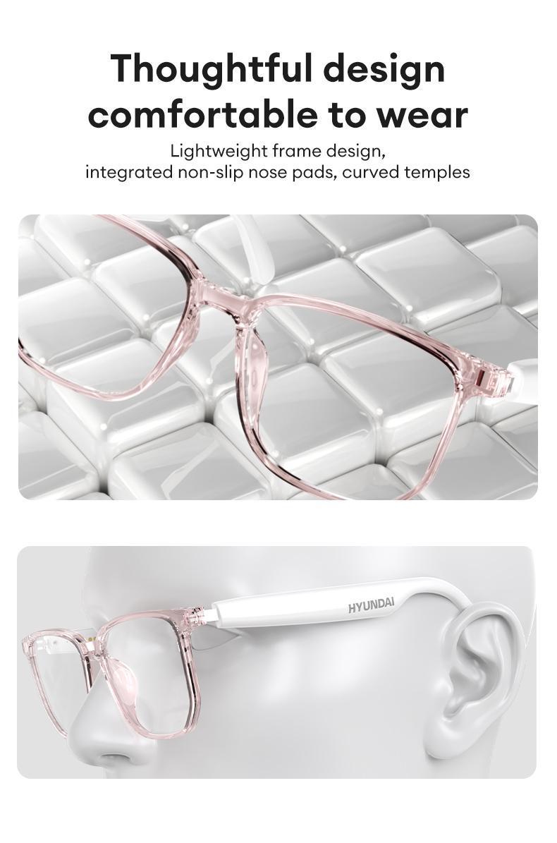 HYUNDAI C8 Pro AI Smart Glasses Wireless Headphone Smart Glasses For Listening To Music & Calling, Support Languages Bluetooth Translation Audio & Video Call Translation Glasses for Women & Men