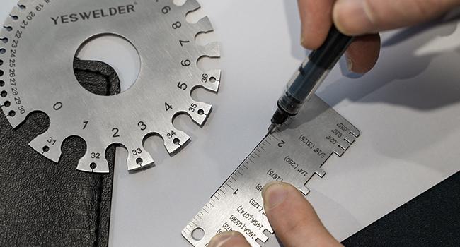 YESWELDER Metal Sheet & Wire Thickness Gauge for Welding & Fabrication | Dual-Sided Stainless Steel Thickness Measurement Tool YESWELDER Metal Sheet & Wire Thickness Gauge for Welding & Fabrication | Dual-Sided Stainless Steel Thickness Measurement Tool