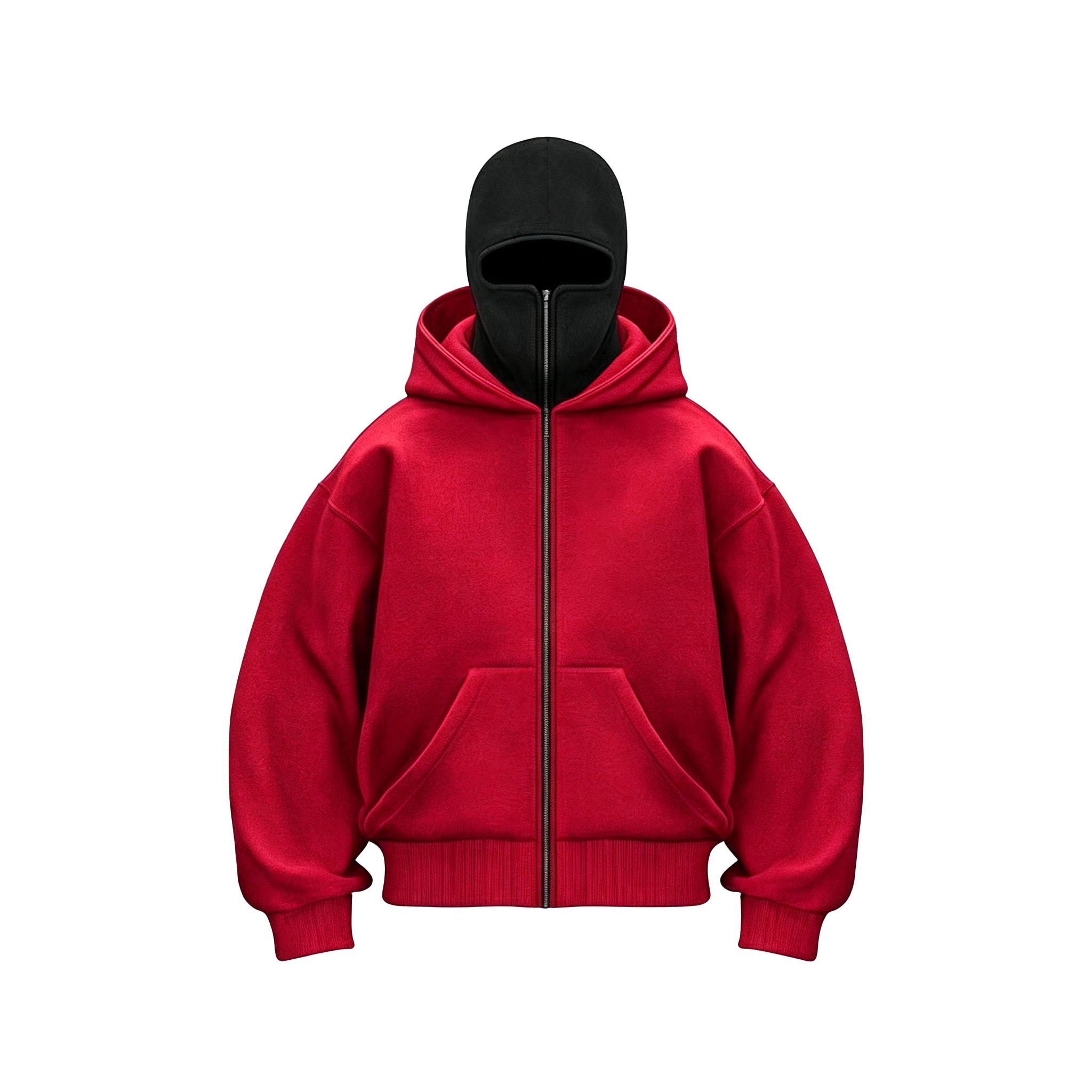 Black Full Zip Balaclava Hoodie for Men & Women, Oversized Streetwear Hooded Jacket with Face Cover, Warm Long Sleeve Sweatshirt, Kangaroo Pockets, Casual Winter Outdoor Travel Motorcycle Cycling Hip Hop Y2K Daily Wear, Unisex Urban Fashion Outerwear Coat