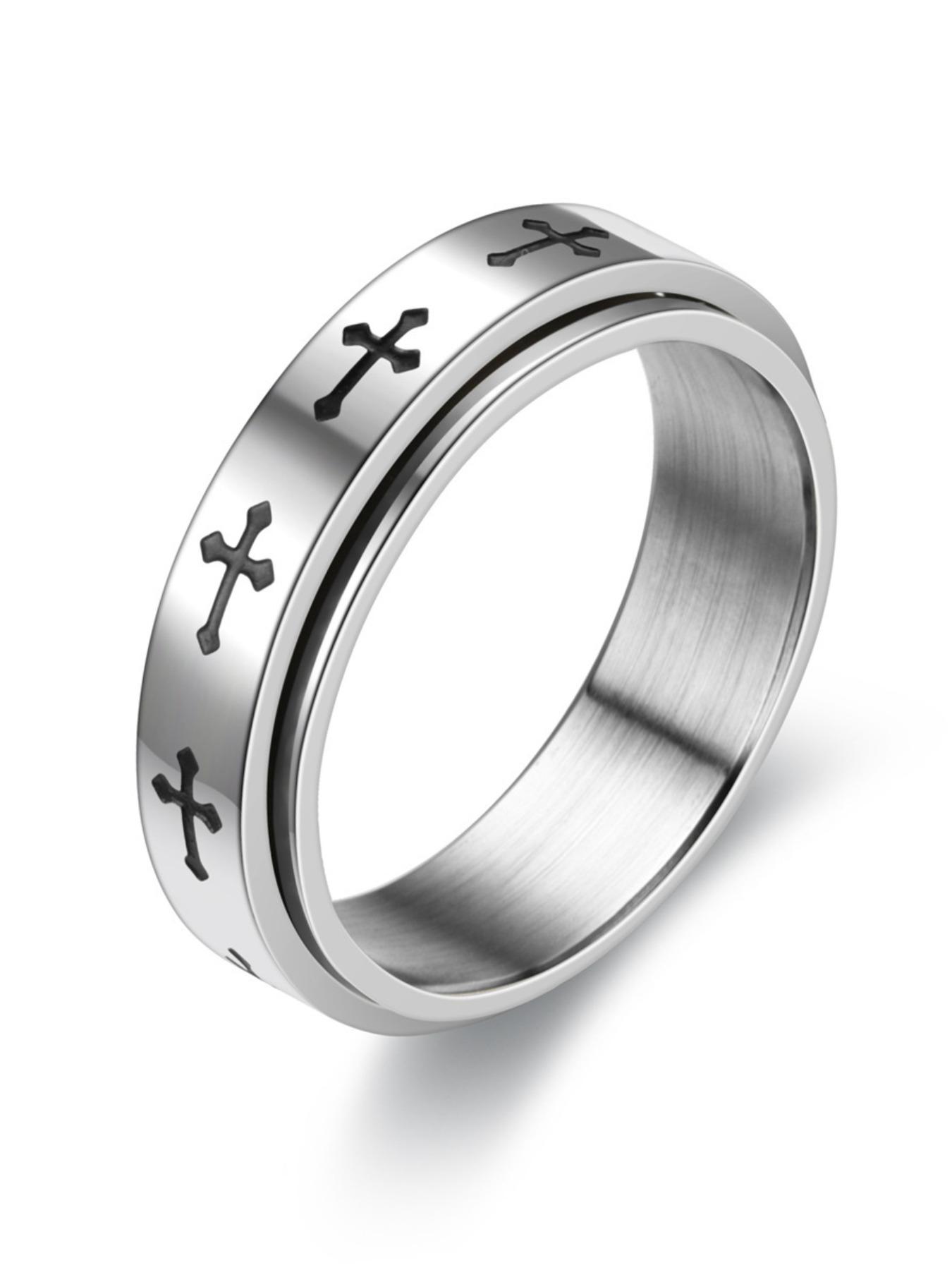 Rotatable Cross Ring for Men, Vintage Stress Relief Ring, Hip Hop Ring for Men and Women, Perfect Gift for Friends and Partners