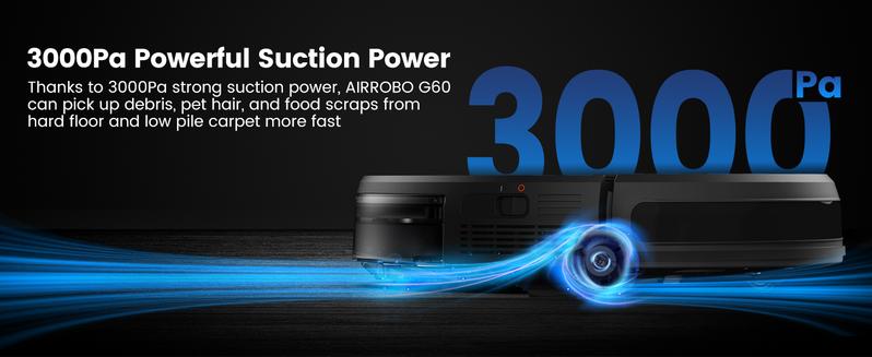 AIRROBO G60 3 in 1 Robot Vacuum & Mop, 3000Pa, Wifi/APP, Alexa/Google, Pet Hair, Hard Floors, Low Carpet