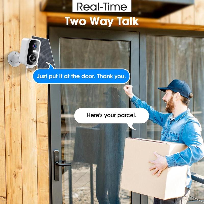 Solar Security Camera for Indoor Outdoor, Rechargeable Battery, 2K Waterproof HD Color Night Vision Camera, Human Detection, Automatic Alarm