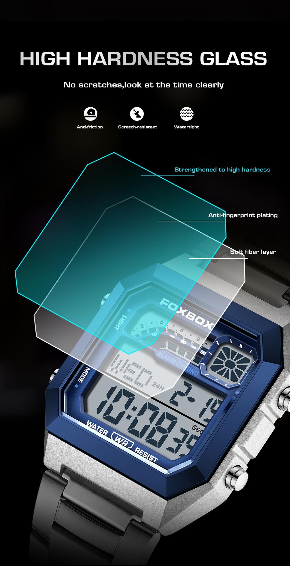FOXBOX Men's Digital Fashion Watch - Alloy Case and Strap, Water-Resistant Design, Backlight, Time/Date/Weekday Display for Students and Adults FOXBOX Men's Digital Fashion Watch - Alloy Case and Strap, Water-Resistant Design, Backlight, Time/Date/Weekday Display for Students and Adults