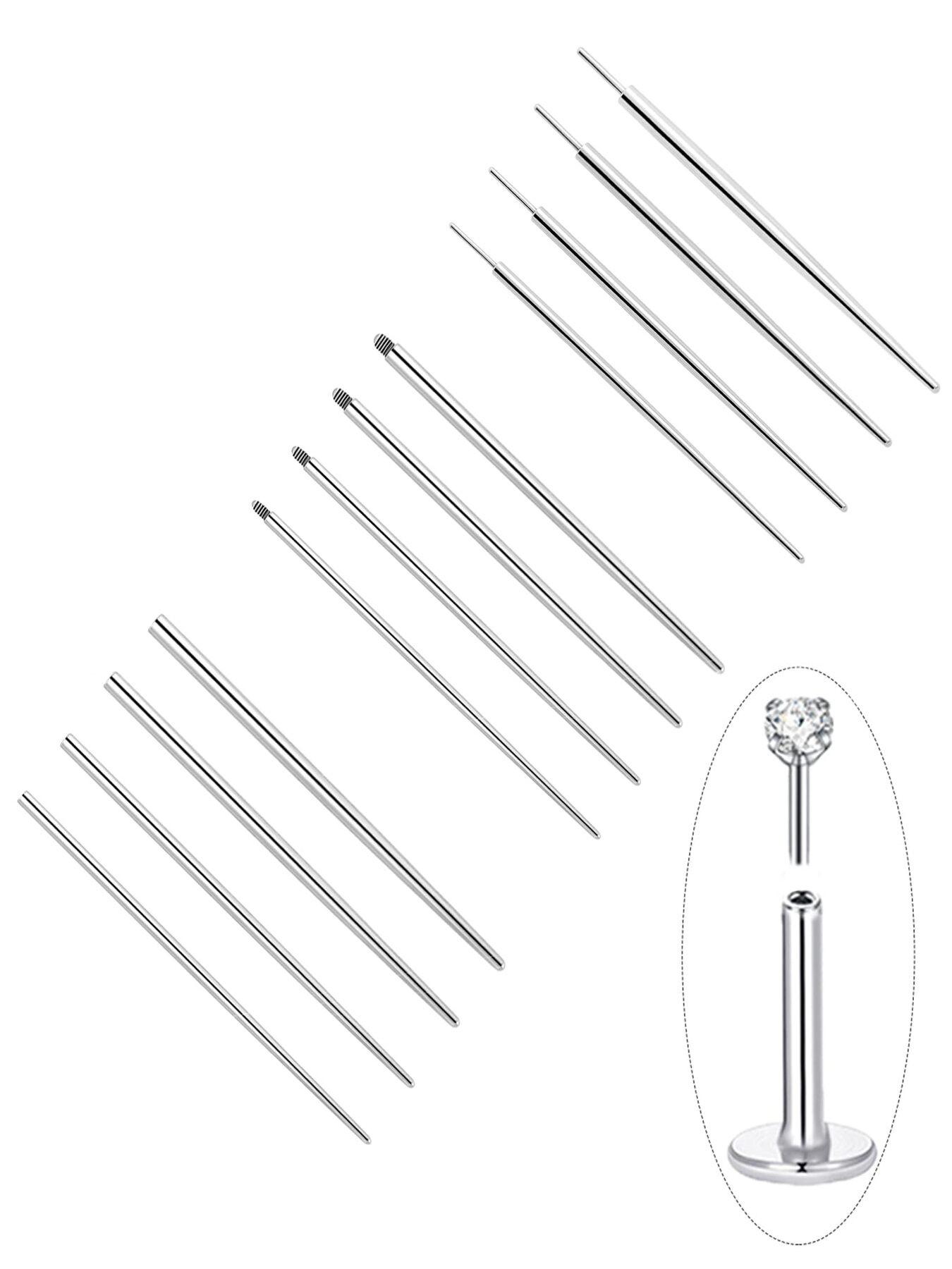 12 Pcs Piercing Needles Set Minimalist & Professional Surgical Stainless Steel Multi-Gauge (14G/16G/18G/20G) Multi-Type (Threaded/Threadless) For Body Piercing Artists Beginners Daily Use Gift