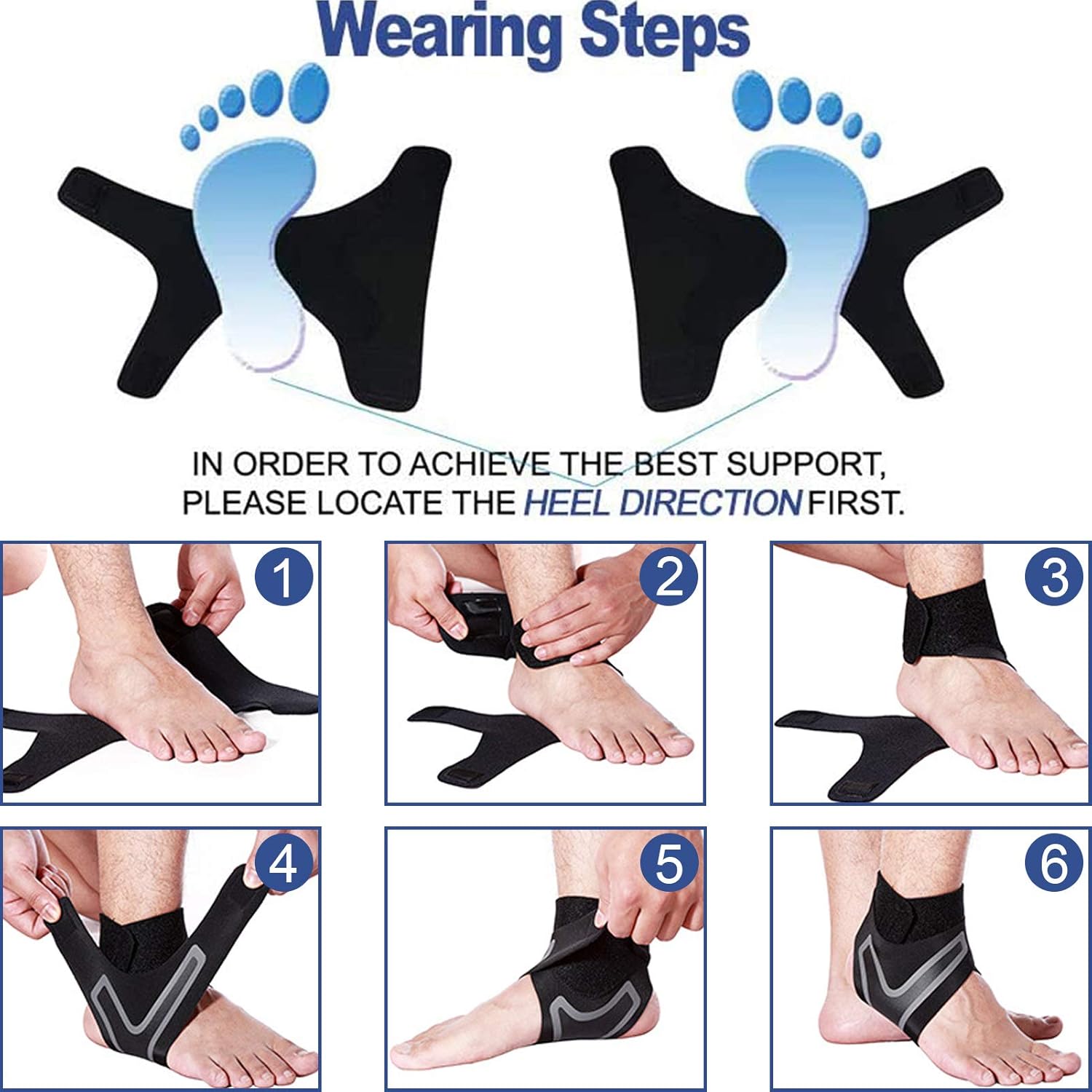 Ollas Ankle Support to Prevent Sprained Ankles, Ankle Relief Ankle Support for Men and Women, Ankle Compression Cuff with Straps Black Outdoorfun Healthcare Tool Brace