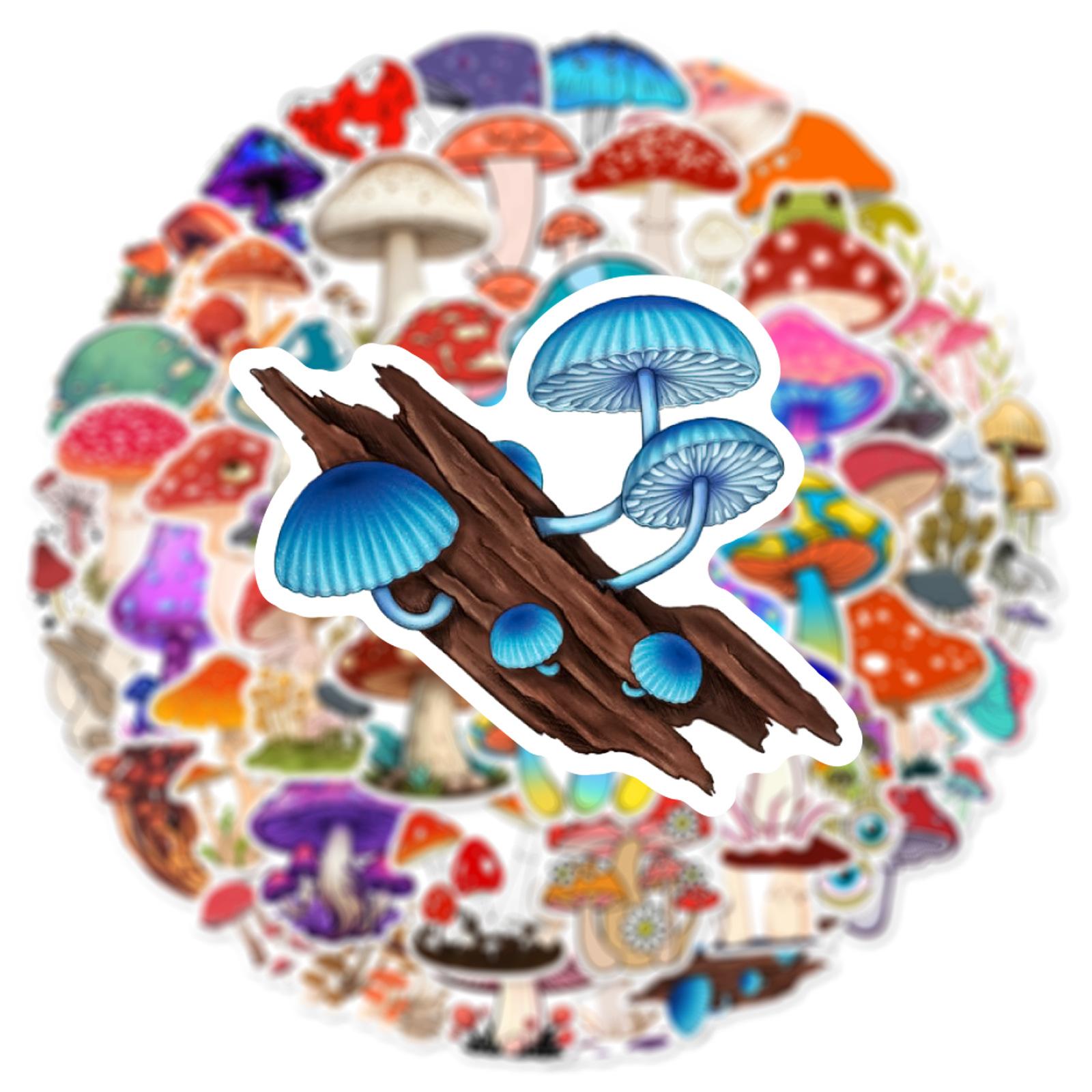 50Pcs Kawaii Mushroom Stickers Aesthetic Mushroom DIY Sticker Scrapbooking Phone Luggage Skateboard Waterproof Decals