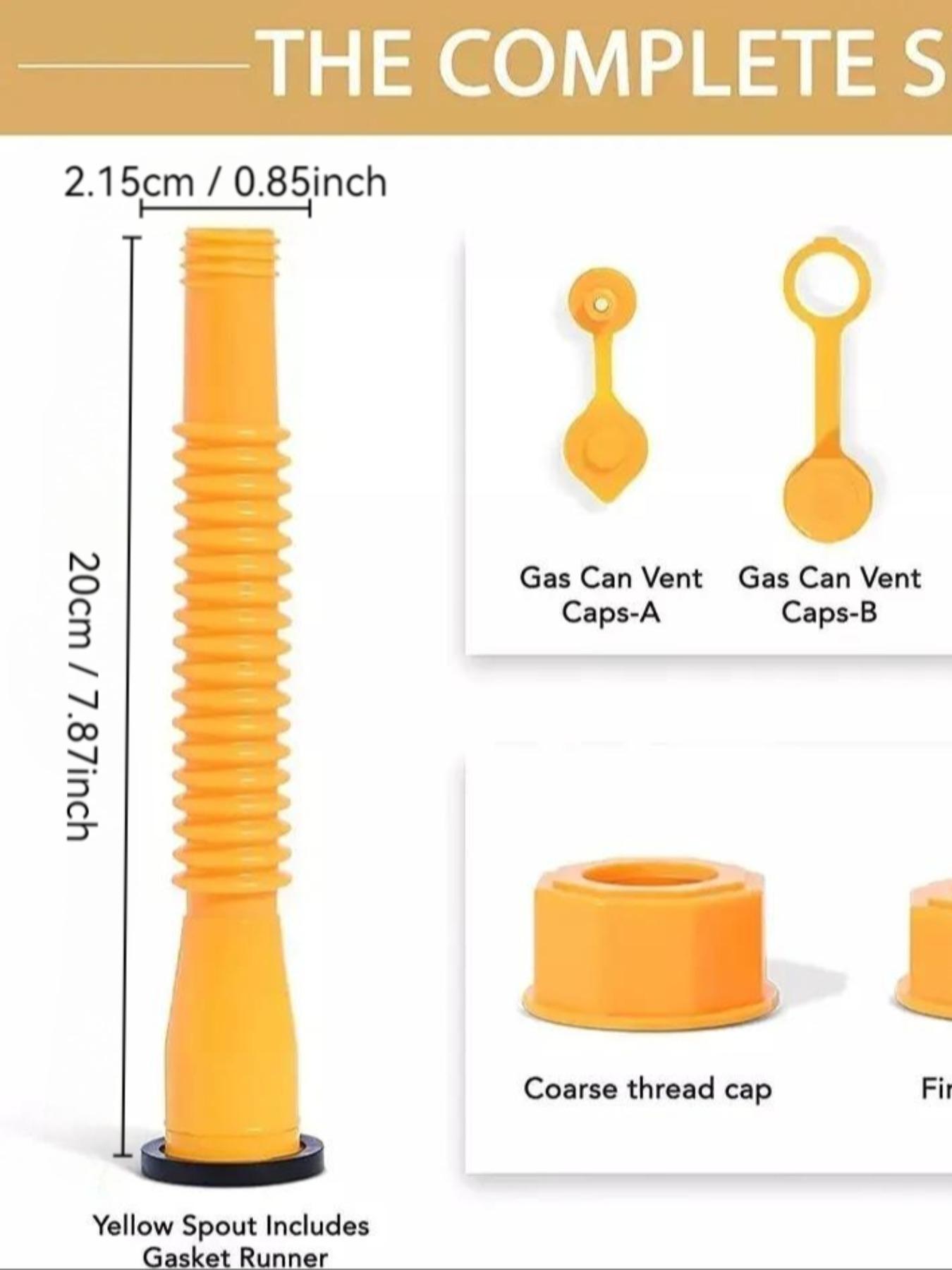 Universal Fuel Can Nozzle Kit | Replacement Gas Tank Spout with Caps for Gallon Containers