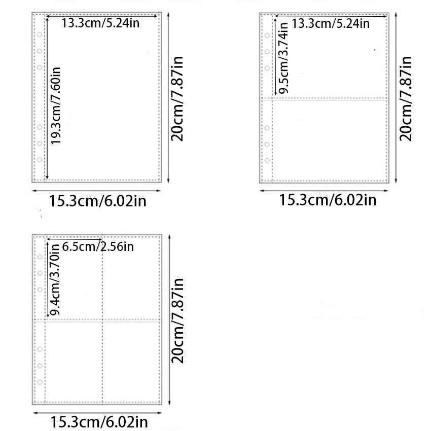 10pcs A5 Laser Transparent PP Photo Album Inserts, 6-Hole Ring Binder Pockets, 1 Slot/2 Slots, Photo Storage, Office Supplies Accessories