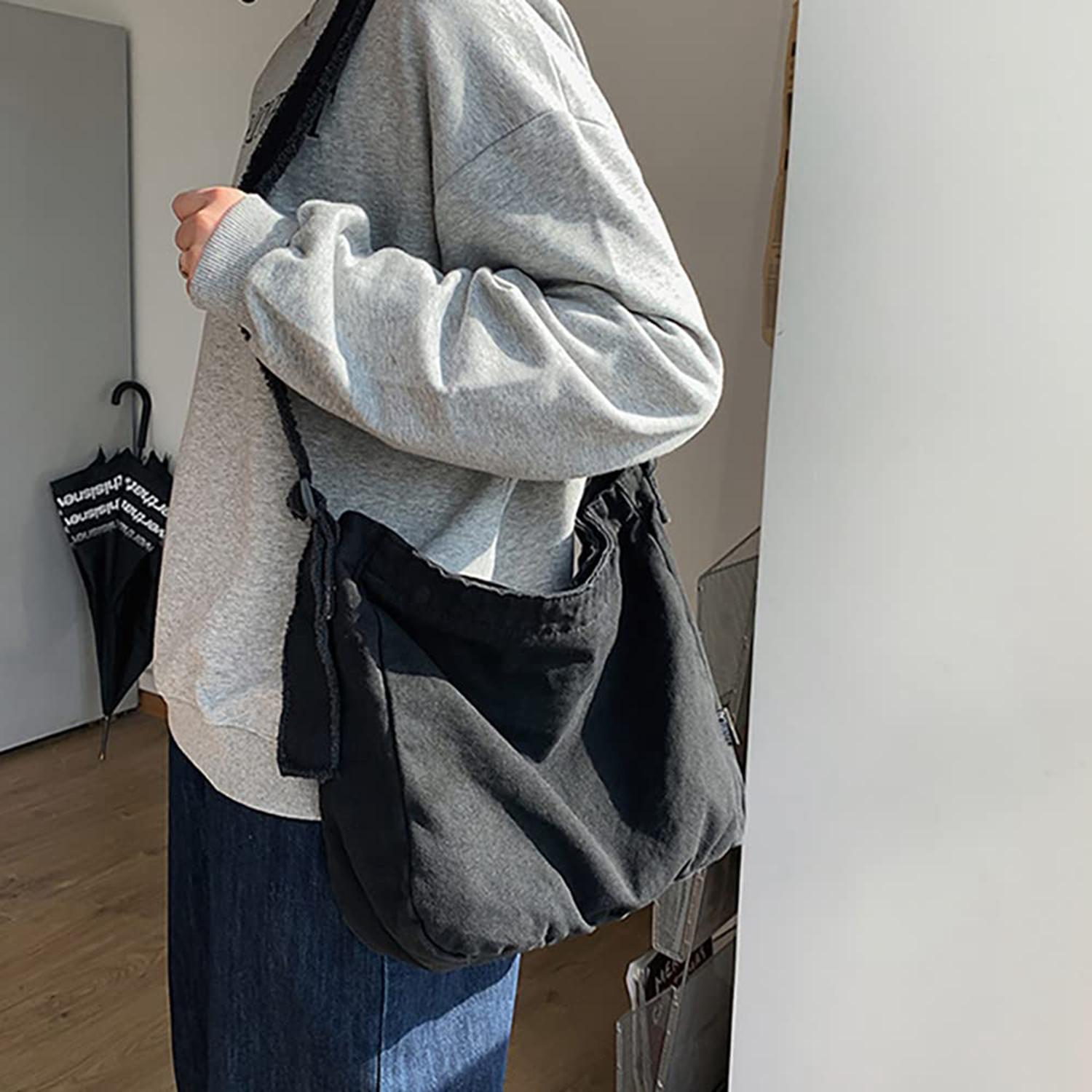 Large Capacity Canvas Hobo Bags for Women & Men, Shoulder Crossbody Bags, Tote Messenger Handbag for Work, Shopping, Thanksgiving Party