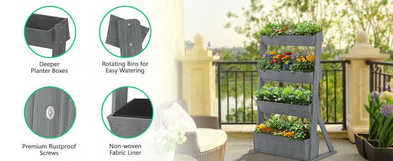 Lilypelle Vertical Wooden Raised Garden Bed, 4-5 Tier Planters Freestanding Wood Plant Stand Flower Rack Planter Box for Plant Herb Flowers Vegetables Lilypelle Vertical Wooden Raised Garden Bed, 4-5 Tier Planters Freestanding Wood Plant Stand Flower Rack Planter Box for Plant Herb Flowers Vegetables