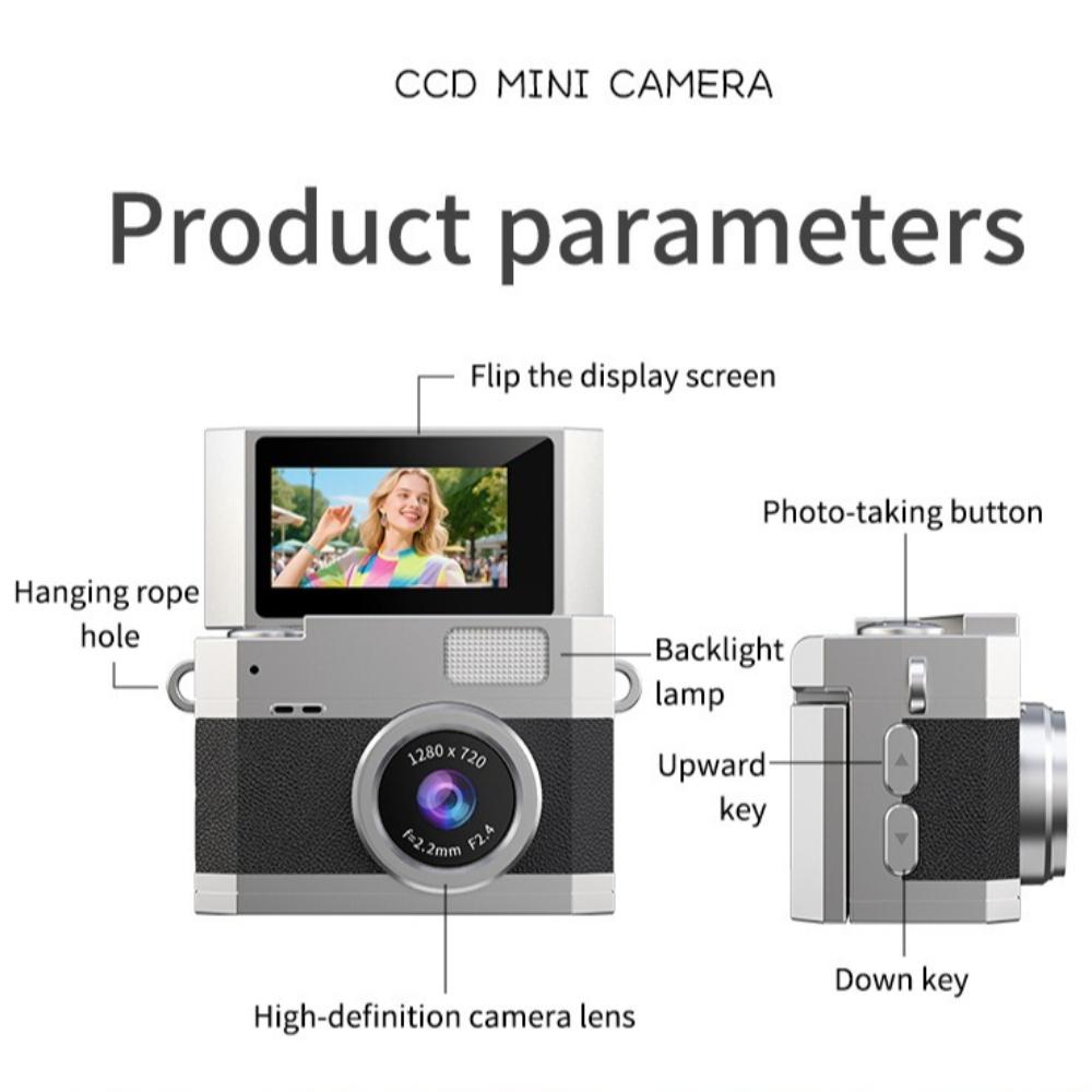 Mini Keychain Digital Camera (Including 32GB Memory Card, Card Reader and Adapter) It Supports Photo Taking and Video Recording, and Is A CCD Flip-screen. It Is An Awesome Gift for Holidays and Christmas, Pocket Camera, Digital Camera Recorder