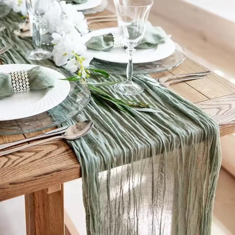 6/10 Pack 35x133 Inch Cheesecloth Table Runner Table Setting Table Cover for Vintage Country Rustic Wedding Baby Shower Bridal Shower Home Boho Decorations Tablecloth Soft Breathable Long Lasting