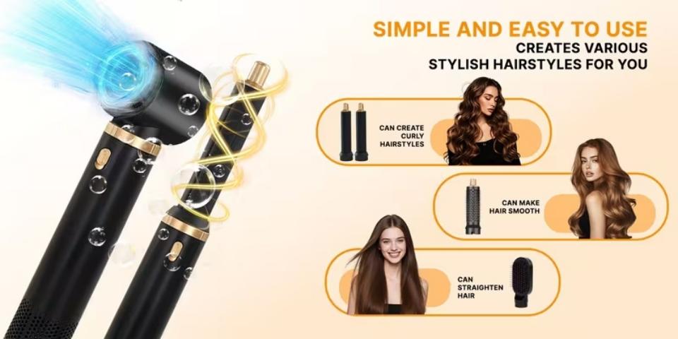 Multifunctional 5-In-1 Hair Styler, Automatic Curl/straight System, Smooth Shine, Quick Dry, Ceramic Coating, Salon Professional Blow Dryer