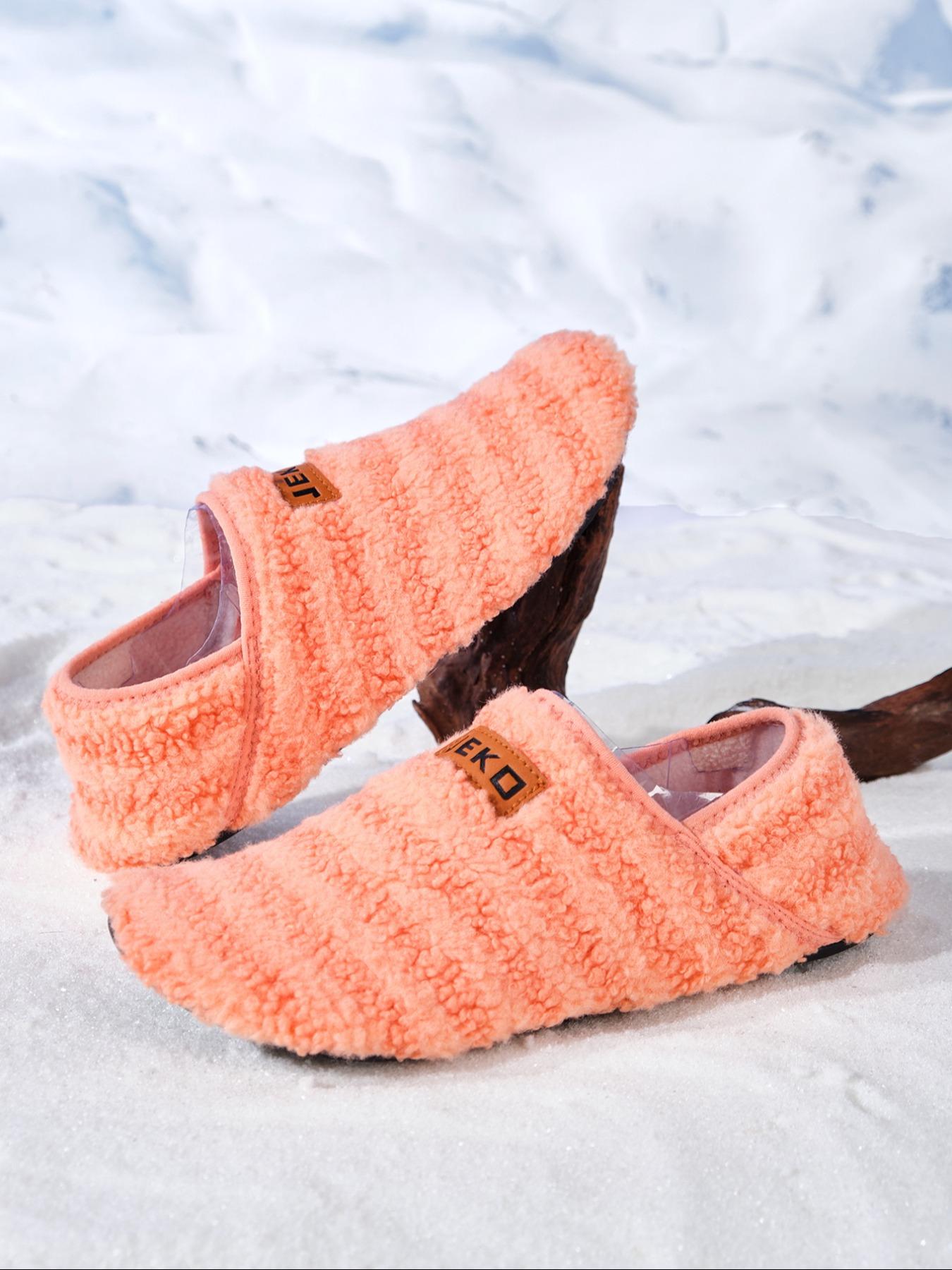 Unisex Indoor Casual Cotton Slippers, House Slippers, Comfortable Barefoot Feel, Soft Rubber Sole, Thickened Silent Shoes, Slip-On Sock Shoes, Home Sock Shoes, Warm Slippers