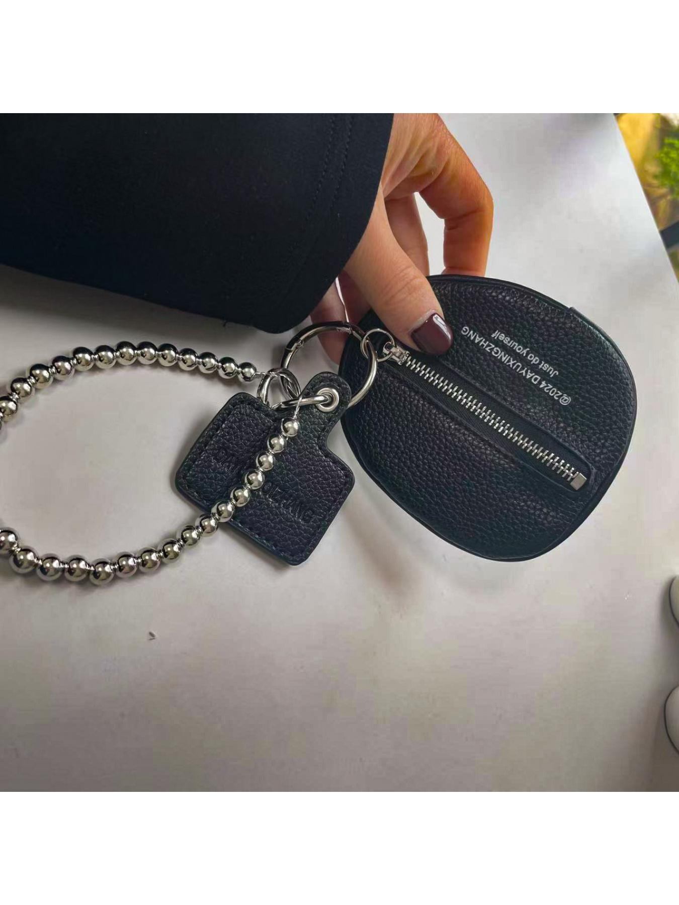 Fashion accessory bag pendant bag black lychee pattern key pouch internet-famous mini clutch
