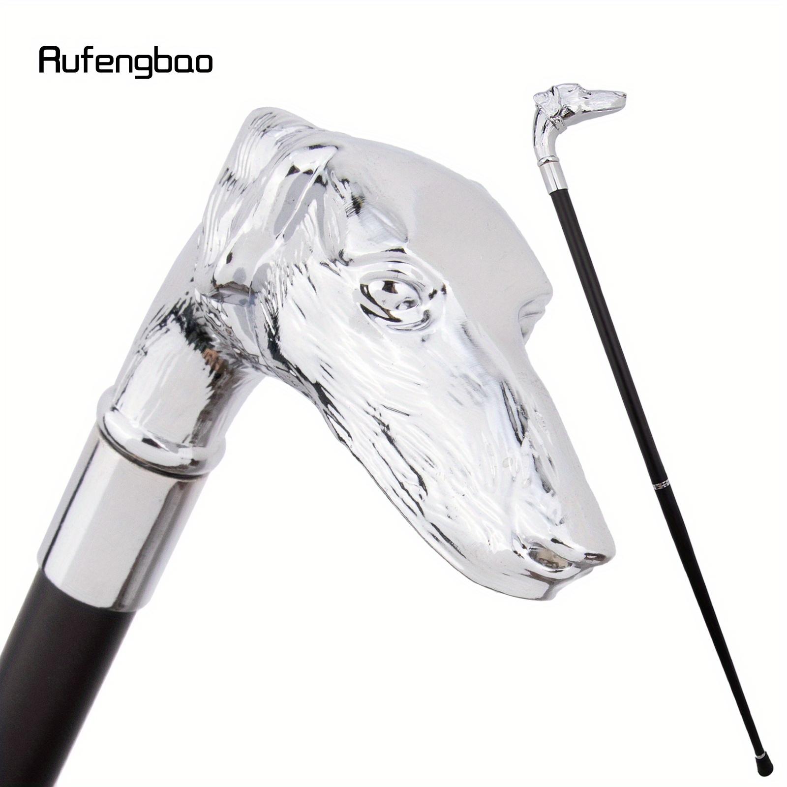 White Dog Sausage Dog Head Walking Cane Fashion Decorative Walking Stick Gentleman Elegant Cosplay Cane Knob Crosier 93cm