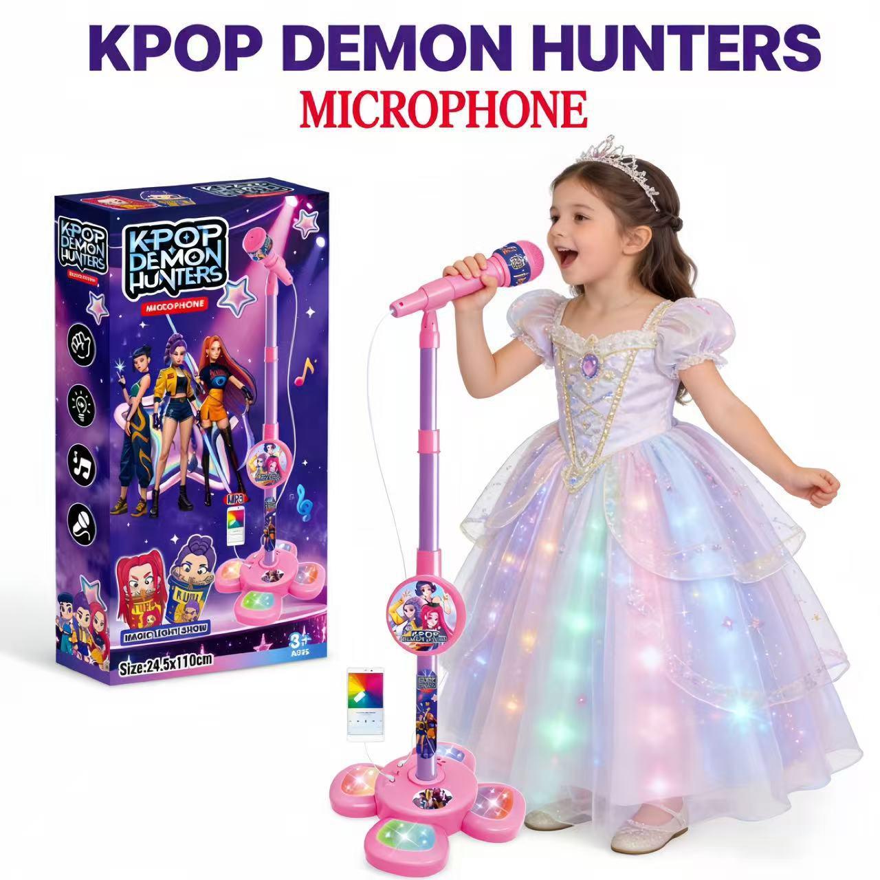 New K-Pop Music Microphone Toy with LED Light, Play Music and Sing Along, Perfect Halloween and Christmas Gift for Kids