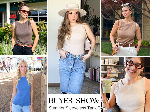 Arach&Cloz 2026 Womens Tank Tops Spring Summer Sleeveless Crew Neck Soft Sweater Cute Fashion Dressy Business Casual Outfits Knit Trendy Work Clothes Apricot S