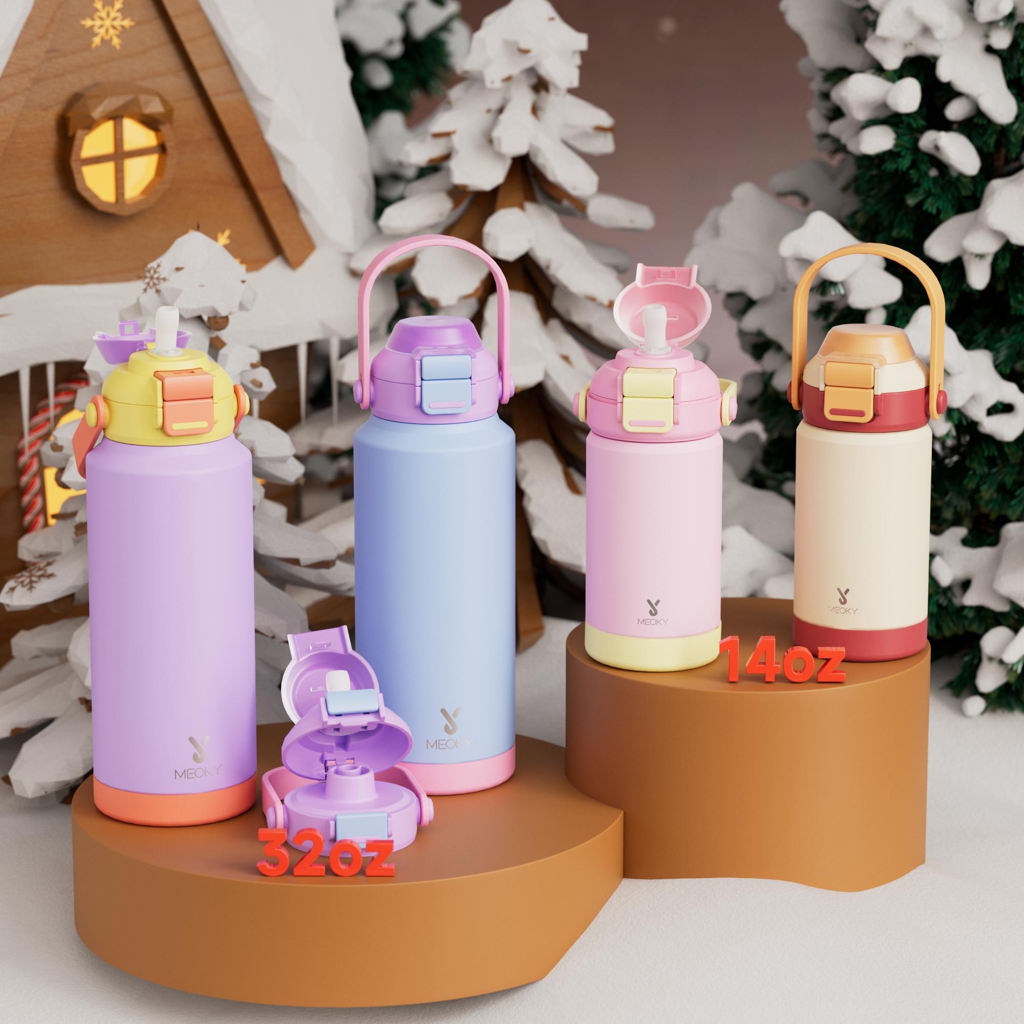 Stainless Steel Vacuum Flask, 1 Count Double Handle Sports Cup, Straw and Direct Drink Spout, Hydration Tumbler for Outdoor, Sport, Campus, Home, Travel Accessories, Summer Cool Stainless Steel Leakproof Tumbler, Thermos Cup