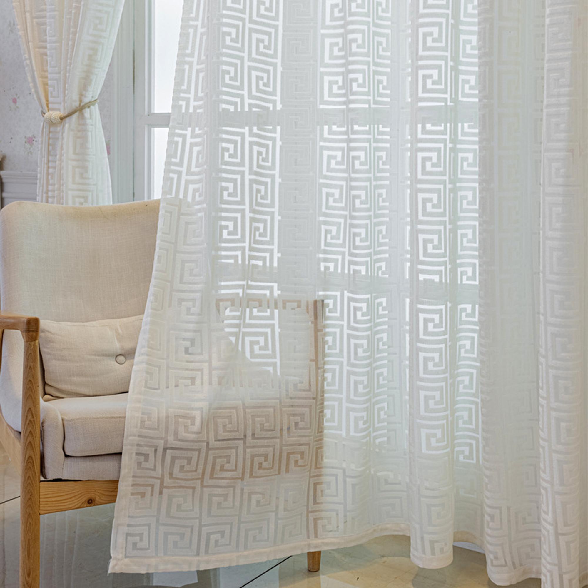 Luxury European Modern Embroidered Velvet Curtain, Semi-Transparent Drapes for Living Room Bedroom, Light Blocking, Decorative Privacy Protection